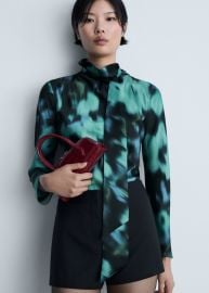 Printed blouse with bow - Women MANGO USA at Mango